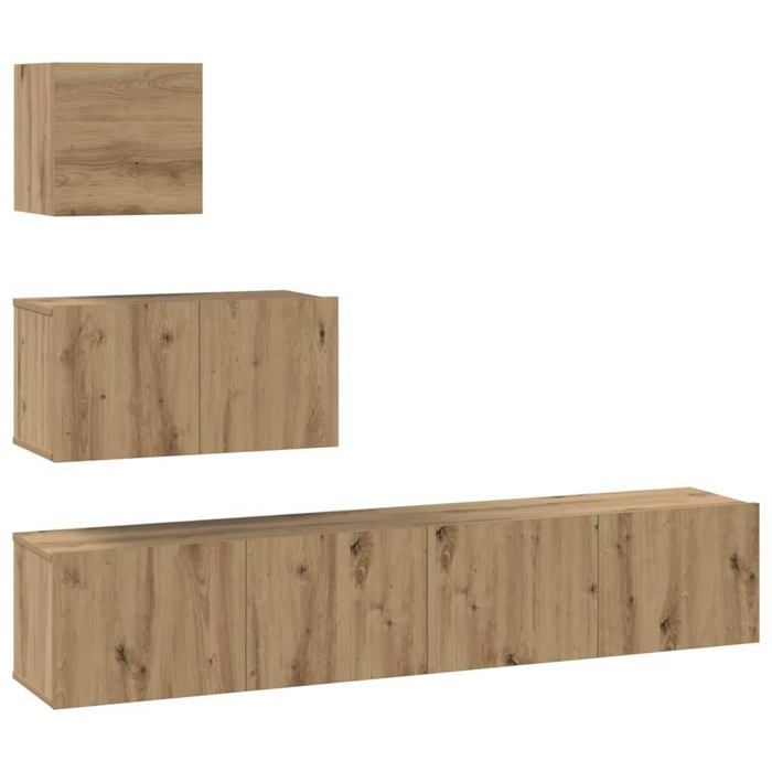 Meuble TV mural en bois dingénierie - vidaXL - Chêne artisanal - 80x30x30 cm - 2 portes - Poids maximal 240 kg