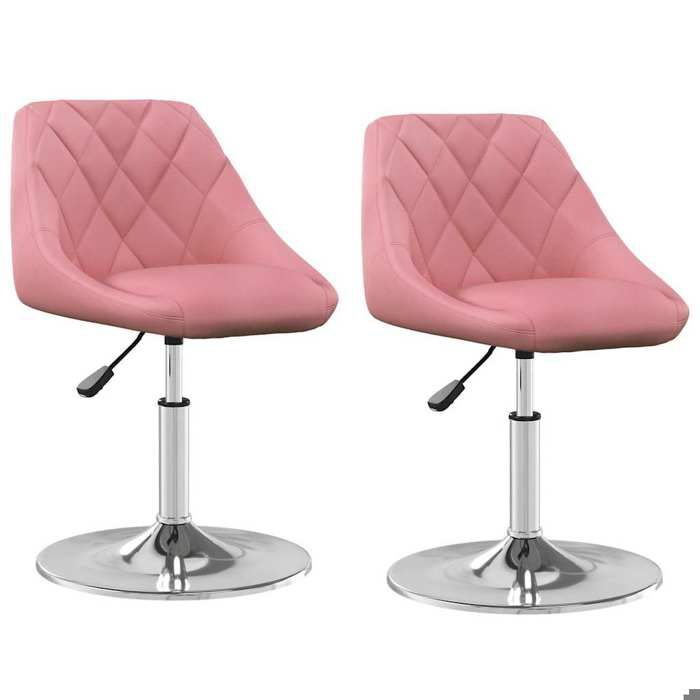 SALE 2026Chaises pivotantes à manger - lot de 2 - Chaises de Salon - Rose Velours 46x44x(62 5-77 5)cm 10.2 Kg 9841714