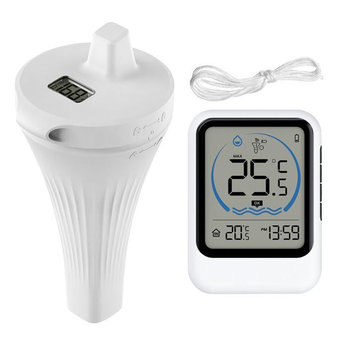 Thermomètre de piscine sans fil IP68 flottant avec capteur de température - Écran LCD - Thermomètre numérique sans fil