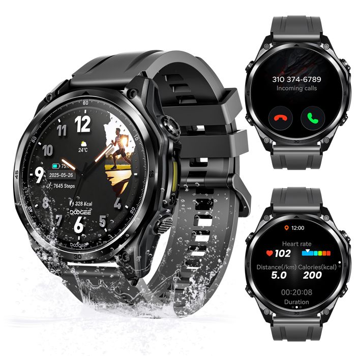 DOOGEE Anywise W1 Lite Montre Connectée-Écran 1.43 AMOLED 5ATM Étanche 178+ Modes Sport pour Android iOS Lampe de poche extérieure