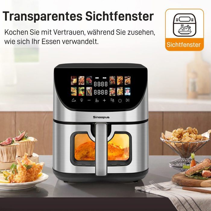 Friteuse sans huile XXL 85L Airfryer avec fenêtre écran tactile couleur 12 programmes nettoyage facile cuisson rapide - Sapliky