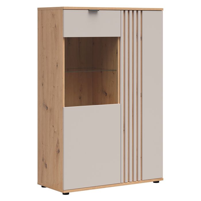 Vaisselier 2 portes Petits-meubles - Ezra - 90 5 x 40 x 137 5cm - Cachemire et Bois
