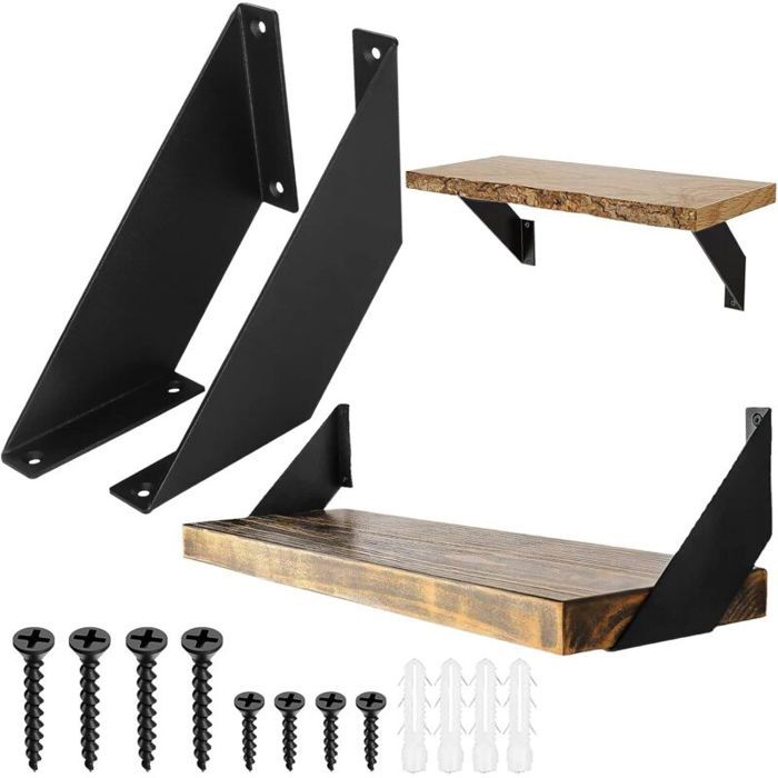 Equerre Metal Equerre Charge Lourde Antirouille Support Etagere Murale Équerre Étagère Fer Forgé 15cm 2Pièces