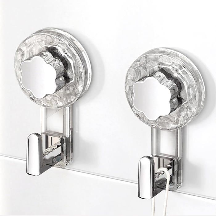 Accroche Serviette Salle de Bain pour Salle de Bain Cuisine Camping & Voiture (Clear+Silver 11.2*6.2*4.3cm*2)