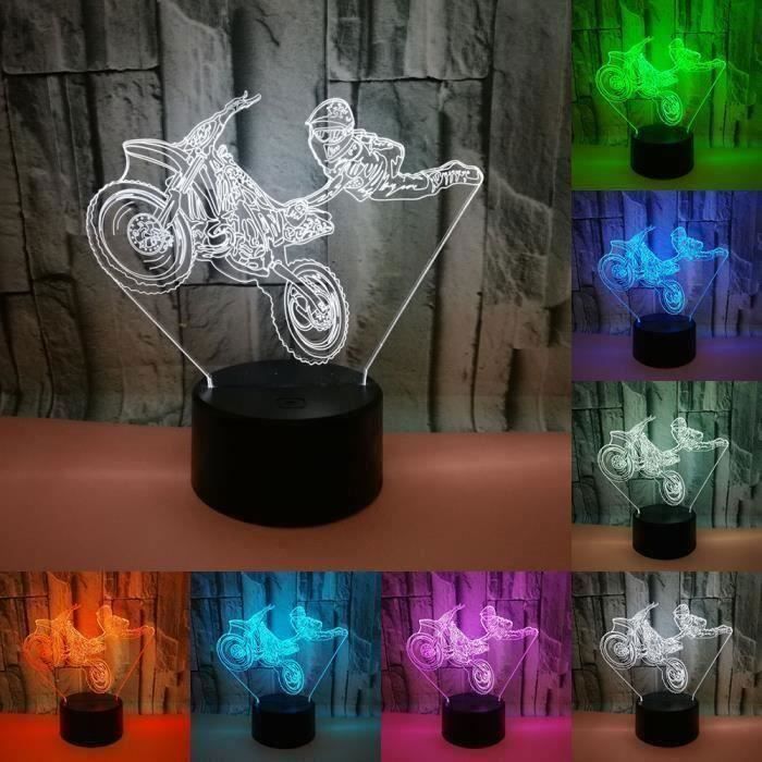 Lampe 3d led forme de moto et homme/7 changement couleur - Aueq - interrupteur tactile led veilleuse acrylique décoration veilleus
