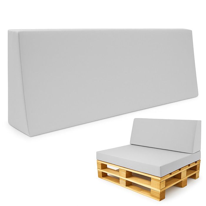 Coussin palette jardin dossier 120x40 cm intérieur/extérieur canapé banc balcon terrasse gris clair