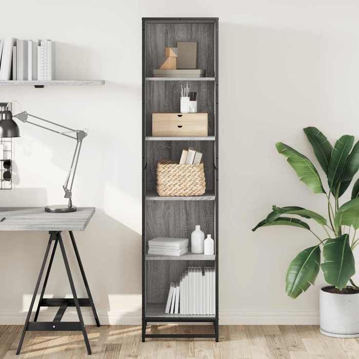 Étagère pour livres - Gris - Bibliothèque moderne - sonoma gris 40x35x170 5 cm - bois dingénierie B2744