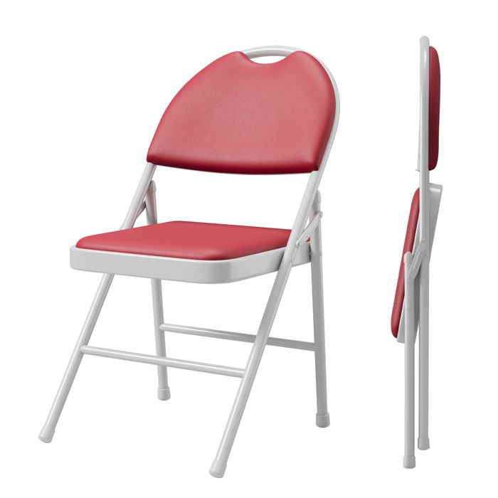 Lot de 2 chaises pliantes rouges PU haut dossier assise rembourrée cuir synthétique cadre métal robuste repas bureau jardin