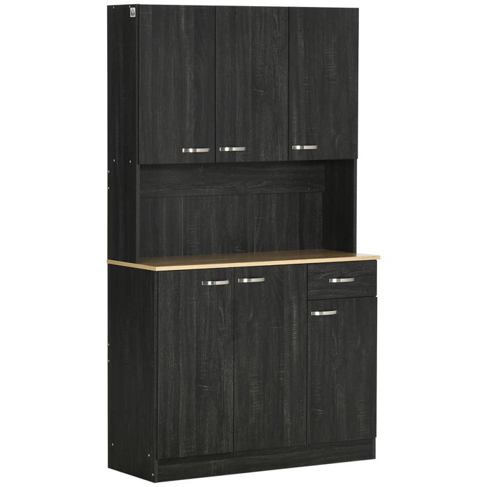Buffet de cuisine 6 portes 1 tiroir rangement multi-fonction grand plateau meuble salon contemporain moderne blanc