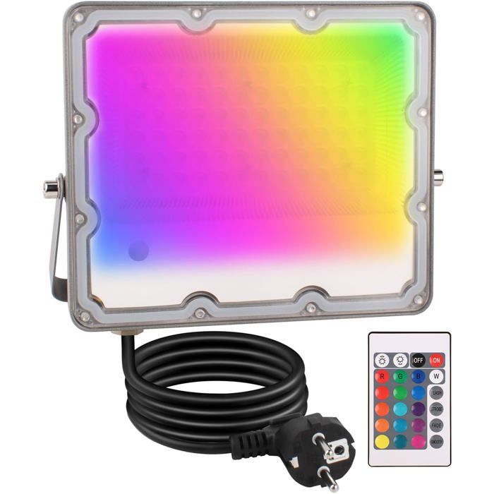 50W Rgb Projecteur Led Extérieurs Avec Télécommande Rvb Projecteur Led Exterieur Interieur Couleur 16 Couleurs 4 Modes Neon [CA275]