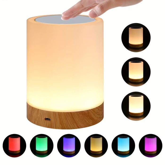Lampe de chevet LED tactile dimmable - 3 niveaux de luminosité - couleurs réglables