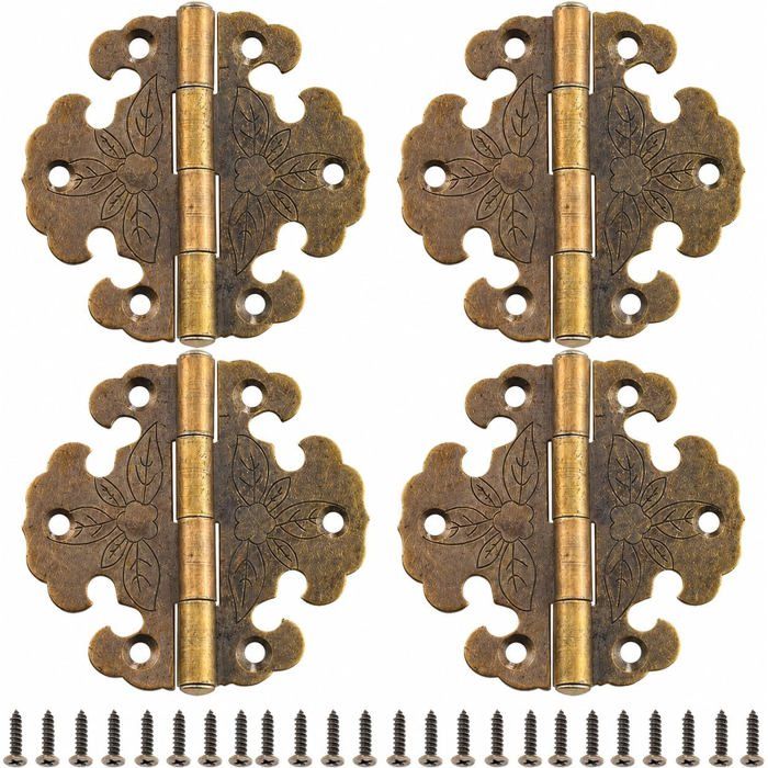 4 Pièces Charnière Meuble Style Chinois & LEurope Antique – Charnières Vintage En Bronze Pour Porte Placard Armoire En Bois[AT209]