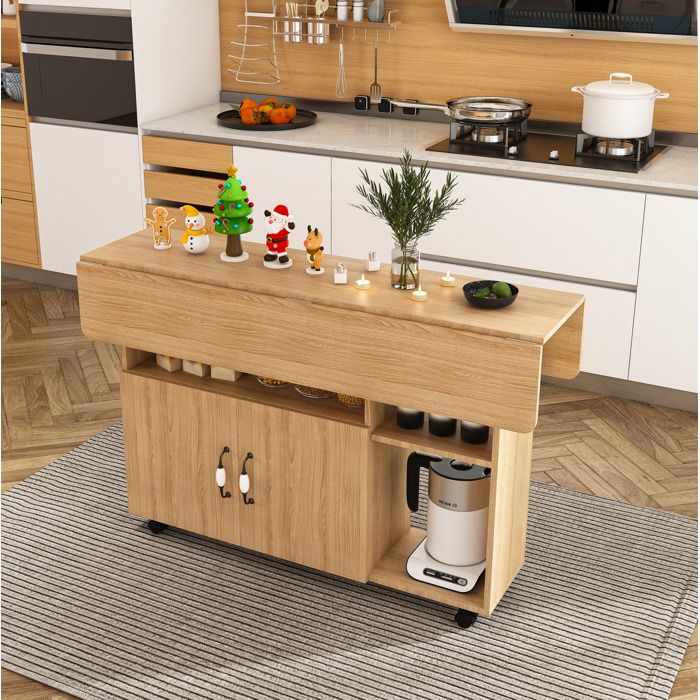 ULEVR Table à manger pliante et mobile 110 x 70 x 80 cm chêne clair MDF roulettes verrouillables