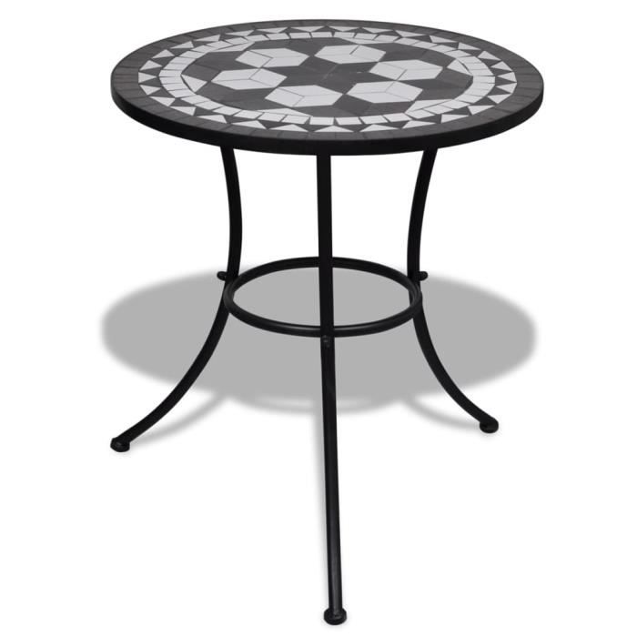 table mosaïque noire / blanche - table de jardin vendue seule