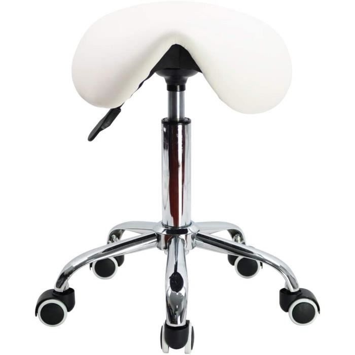 Tabouret De Bureau Selle Réglable - 51-65cm, 5 Roulettes Silencieuses, 150kg Charge, Noir - Assise Ergonomique