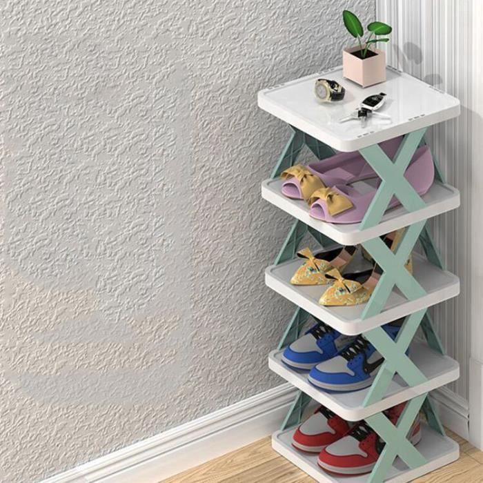 Qkbuza Porte-Chaussures Vertical Pliant - Étagère Organisateur Gain De Place Pour Entrée Et Placard