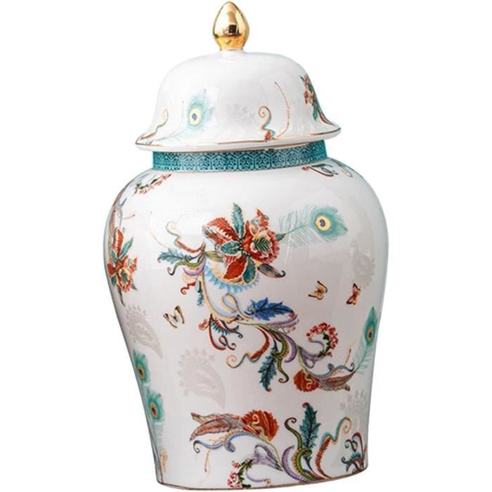 Pot De Gingembre De Style Chinois Ou Pot Décoré De Fleurs Aux Tons Pastel Peintes A La Main