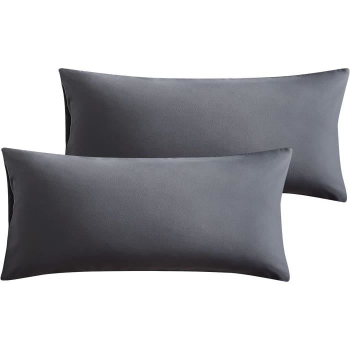 Taie Oreiller 40X80 Cm Gris Foncé - Lot De 2 Taies D'Oreiller