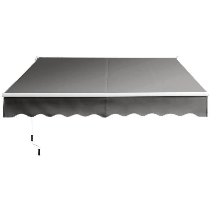 IDMarket Store Banne Manuel 4x3 M Taupe Avec Lambrequin H.1,50 M - Auvent Terrasse Extérieur