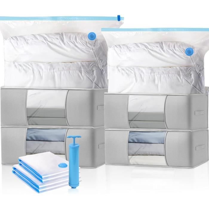 5 Sacs De Rangement Sous Vide 105x70cm Transparents - Pour Vêtements, Coussins - Motif Tournesol