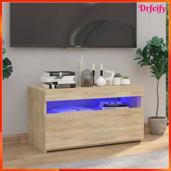 Ayhao Meuble TV avec lumières LED Chêne sonoma 75x35x40 cm 123456