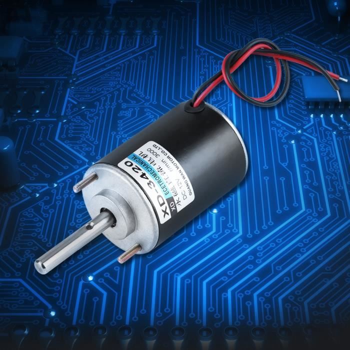 Moteur DC 12V/24V 30W 6000 RPM Réversible CW/CCW - Moteur Électrique Haute Vitesse Faible Bruit XD-3420
