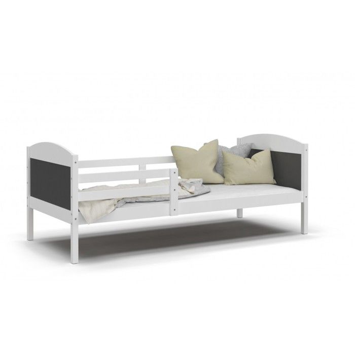Lit Enfant Mati 90x190 Blanc - gris Lit Enfant Mati 90x190 Blanc - gris