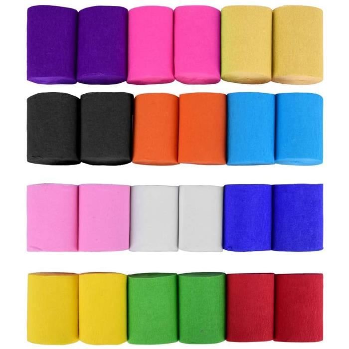 30 Rouleaux Papier Crépon - 6 Couleurs Pour Déco Fête, Mariage, Anniversaire