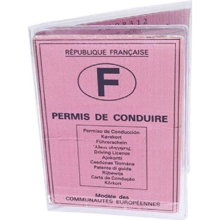 Etui permis de conduire (cristal transparent) Fabrication Française papiers voiture auto moto véhicule