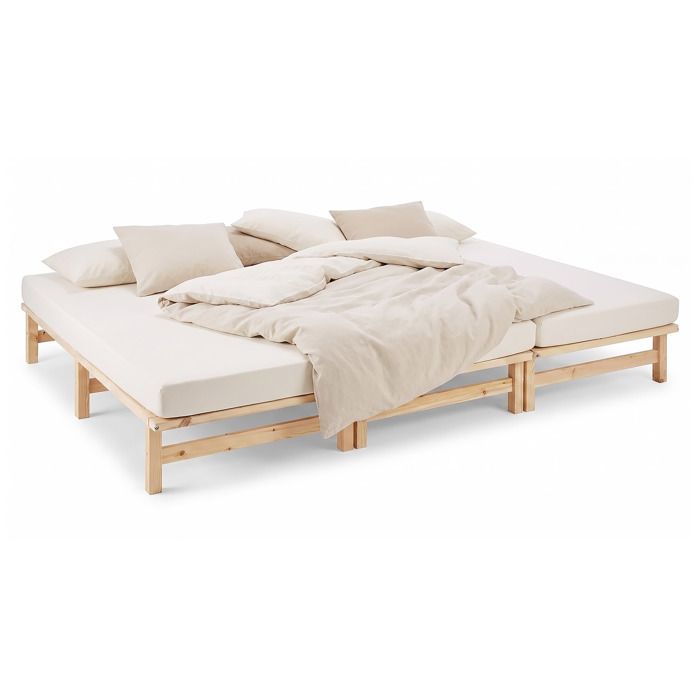 Lit triple design simple - couleur bois clair Lit triple design simple - couleur bois clair