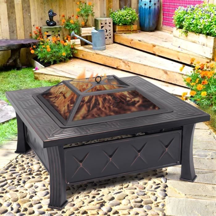 Brasero Exterieur brasero Barbecue Exterieur Pliant 59 × 59 × 21 cm Sac de Transport pour Table de brasero Jardin extérieure Foyer avec tisonnier,Barbecue Barbecue terrasse 