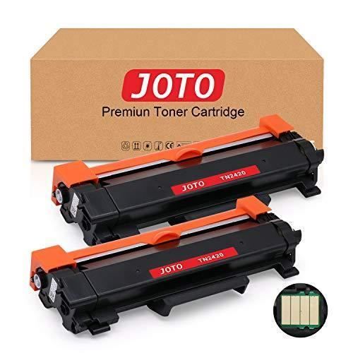 JOTO 2 Pack Brother compatible TN2420 TN-2410 [avec Puce