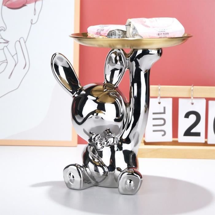 Pot De Rangement Lapin Edzard - Hauteur 12 Cm, Diamètre 9 Cm, Métal Argenté - Pour Confiture, Sucre, Décoration