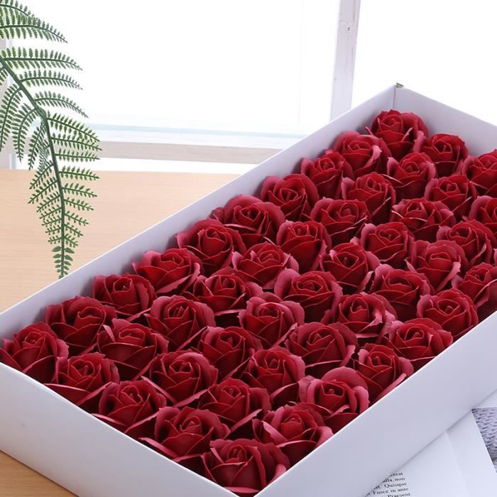 20Pcs - Vin rouge - Savon en forme de roses,fausses fleurs, pour un mur floral, pour la maison, un cadeau de