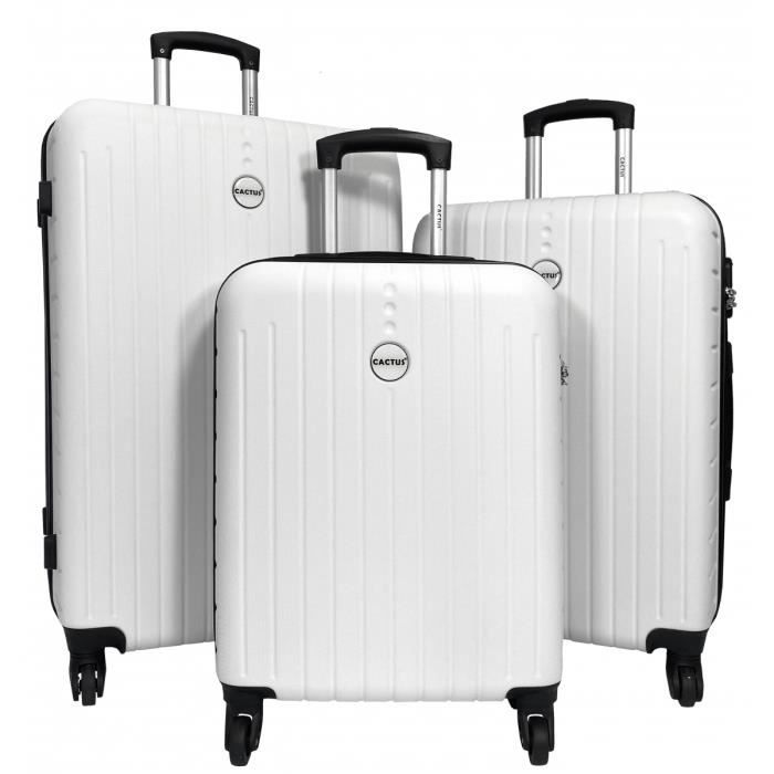 set de 3 valises 55cm-67cm-76cm abs blanc - ca10553 - marque française