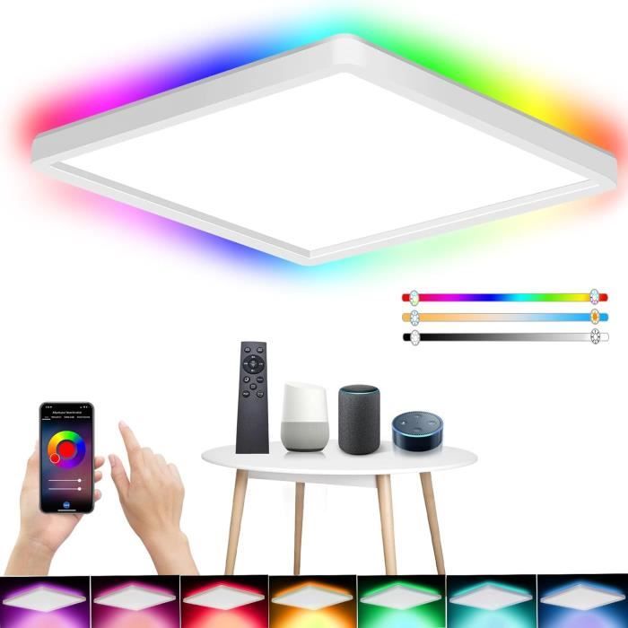 Lustre Connecté Plafonnier Led Couleur,30W 2700K-6500K Luminaire Plafonnier Led Avec Télécommande Et Contrôle Plafonnier Alexa
