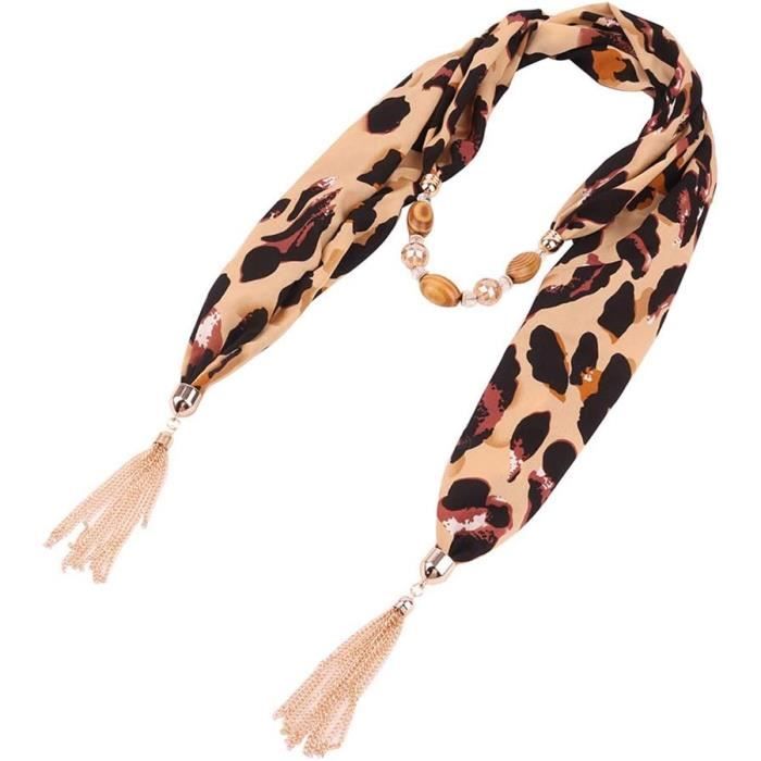 Foulard Motif Léopard - Viscose-Polyester - Multicolore - Occasion - Pour Femme