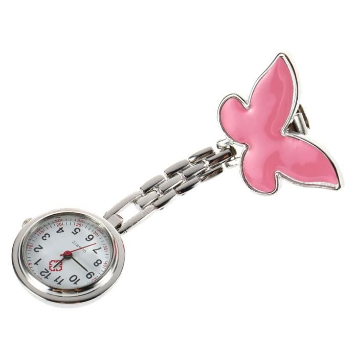 Montre De Poitrine Pendentif Cœur Pour Infirmière - Clip à Fixer Sur L'uniforme, Design Pratique Et Décoratif, Violet