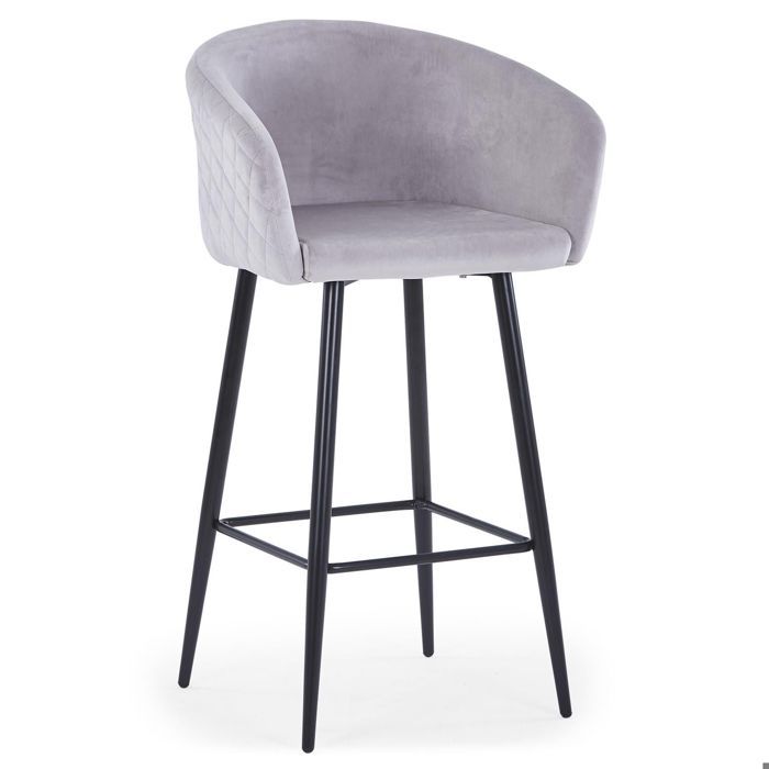 MENZZO Chaise de bar Bobby Velours Argent