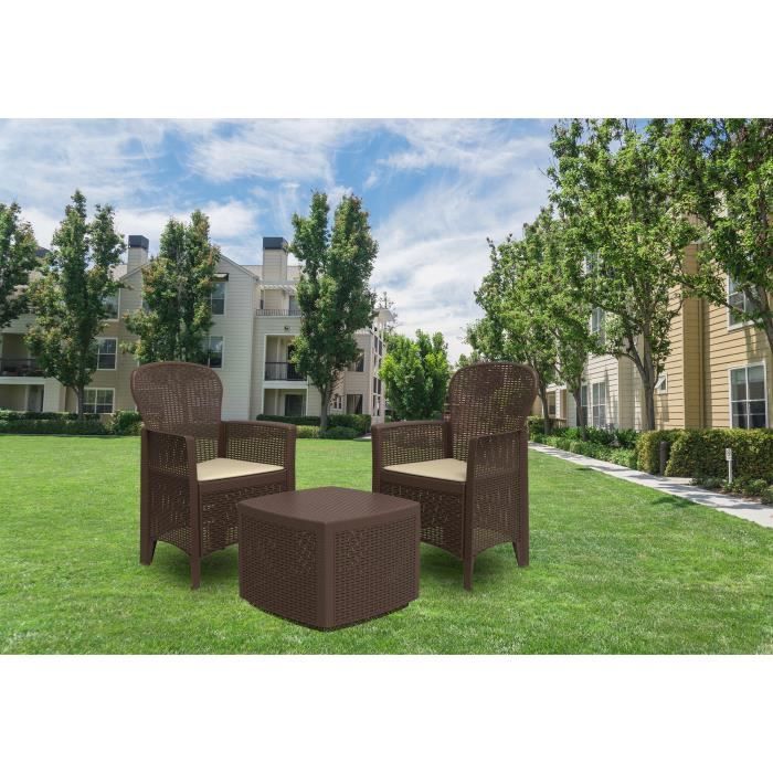 Ensemble De Salon D'extérieur Eris, Ensemble De Jardin Avec Coussins Ensemble De Salon Dinterieur Effet Rotin 100 Made In Italy Anthracite