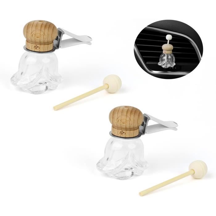 Diffuseur De Parfum Pour Voiture En Bois De Palissandre - 2 Pièces, Pierre Volcanique, Fixation Grille D'Aération (3.5x1.5 Cm)