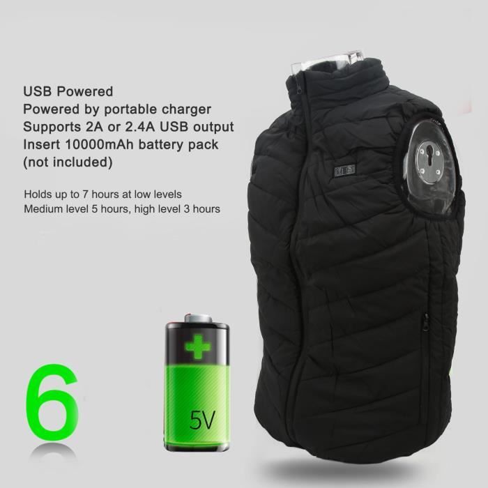 Gilet Chauffant USB Bodywarmer - 9 Zones De Chaleur - Alimenté Par Batterie Portable - Pour Homme - Neuf