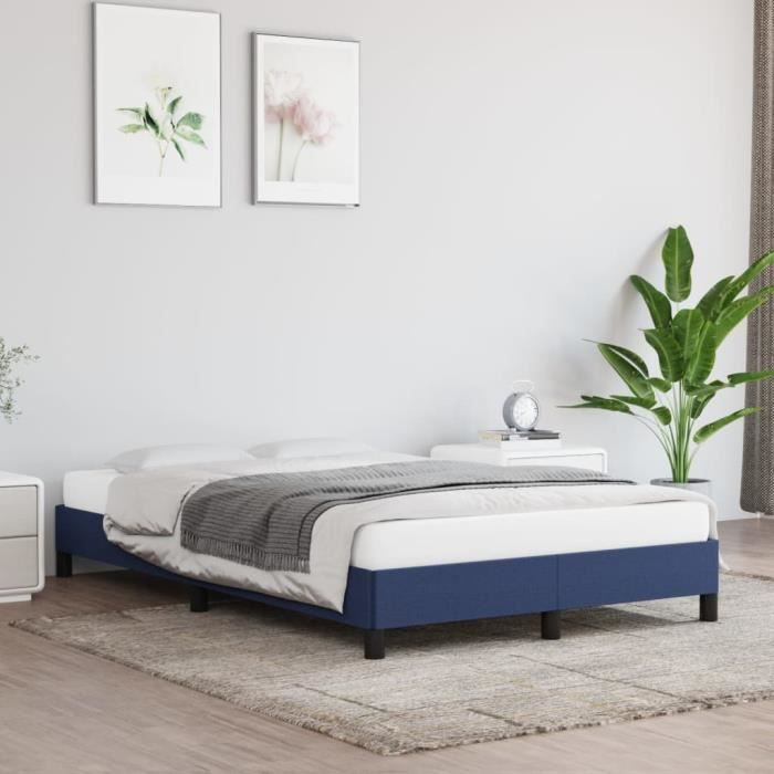 FAMIROSA Cadre de Lit Bleu 120 x 200 cm Tissu-710