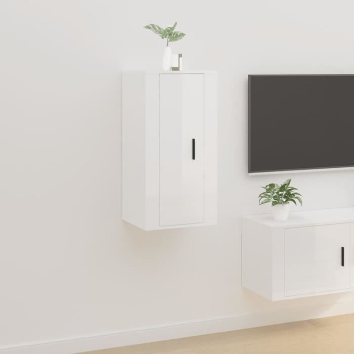 famirosa meuble tv mural blanc brillant 40x34,5x80 cm-674