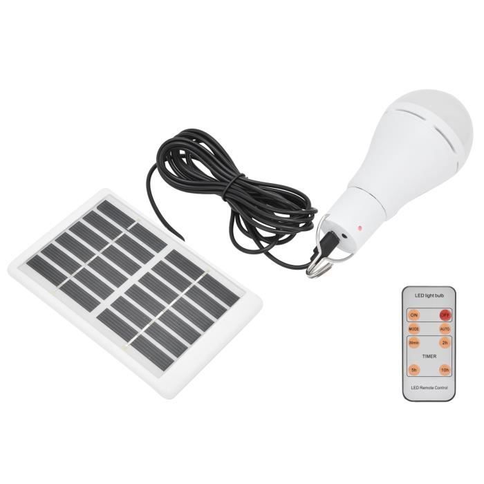 Ampoule à LED Kit Ampoule LED Solaire 7W Lumière Blanche 5 Vitesses
