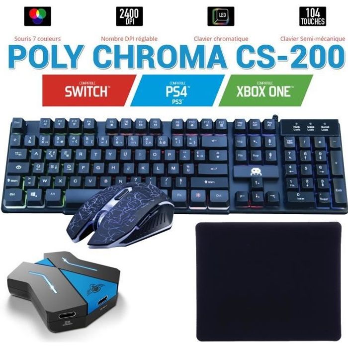 7€ sur GAMING Pack Clavier et Souris Bleu ciel Rétro-éclairé Rechargeable - Sans  fil - PC - Ensemble clavier/souris - Achat & prix