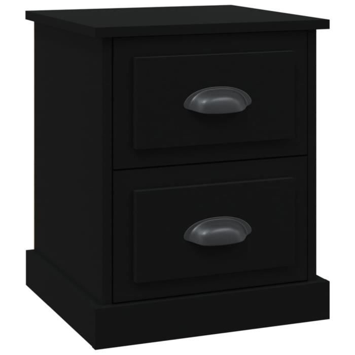 Table de chevet - GAROSA - Noir - 39x39x475 cm - 2 tiroirs - Bois dingénierie