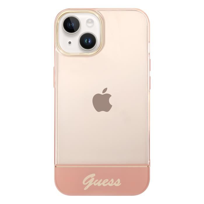 Coque pour iPhone 14 Design Translucide avec Bijou Perles Guess