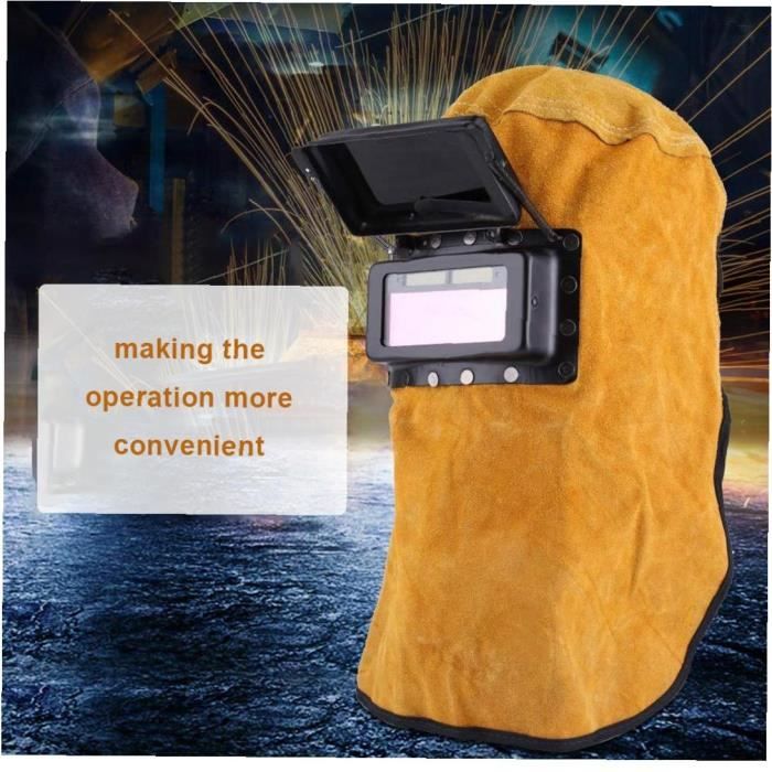 Casque De Soudage à Verre Auto-obscurissant Solaire - Capuche En Cuir Pour Soudeur