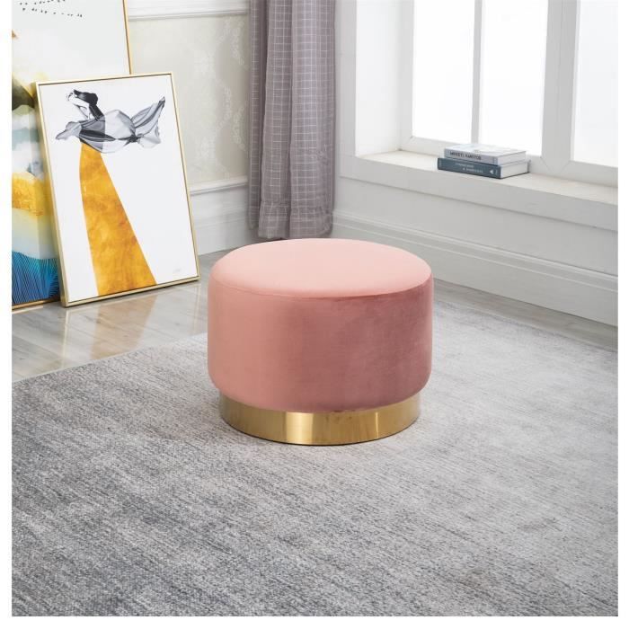 Pouf Ottoman avec Plateau - Côtelé Miel doré